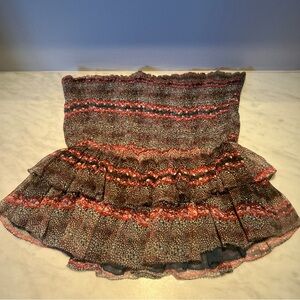 Isabel Marant Silk Boho Hippie Ruffle strapless top Size 36 multi color